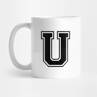 Initial Letter U - Varsity Style Design - Black Text Mug